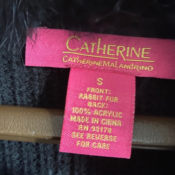 Catherine Malandrino Long Drape Genuine Rabbit Fur Vest (Black- S) - Picture 13 of 13